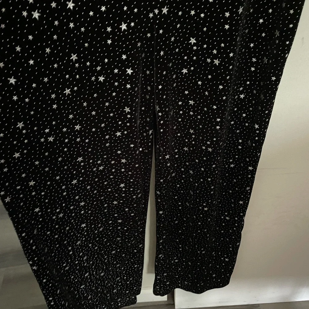 NWT ModCloth Black Star-Print Velvet Sleeveless Wide-Leg Jumpsuit